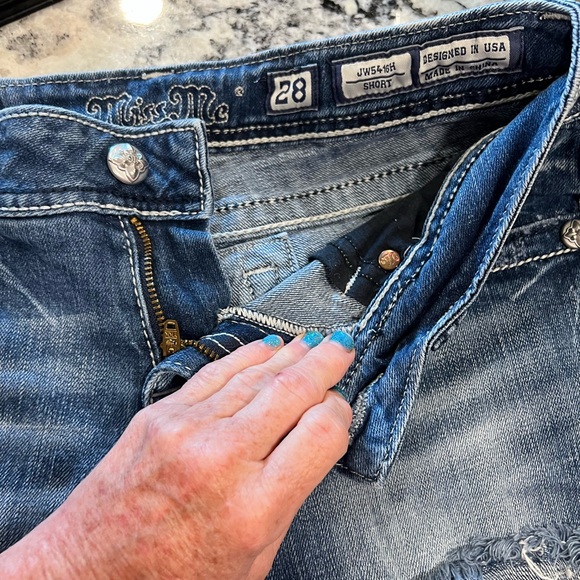 Miss Me Blue Jean Shorts with Southwestern Embellishments - Picture 3 of 5